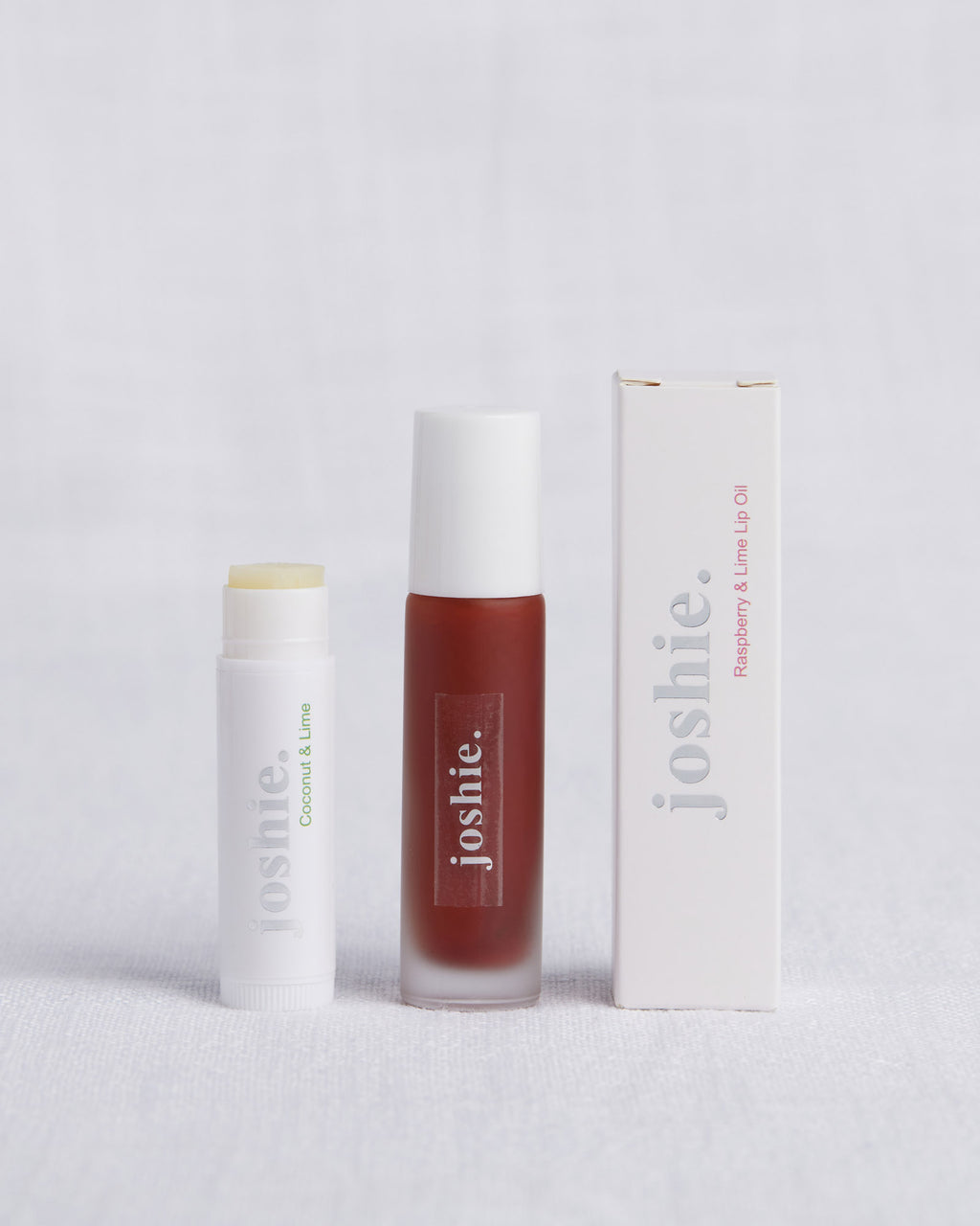 joshie Raspberry & Lime Lip oil and coconut & lime balm 